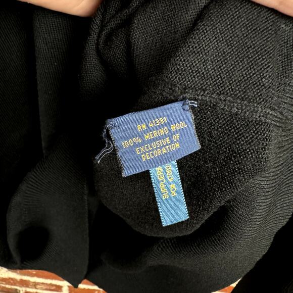 Polo Golf Ralph Lauren Sweater Size XL Black Merino Wool V Neck Pullover Pony - Picture 3 of 6